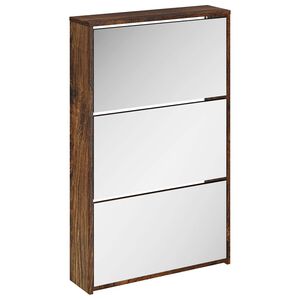 vidaXL Kenk&auml;kaappi peilill&auml; 3-kerroksinen savutammi 63x17x102,5 cm