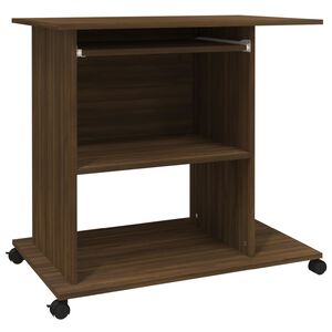 vidaXL Tietokonep&ouml;yt&auml; ruskea tammi 80x50x75 cm tekninen puu