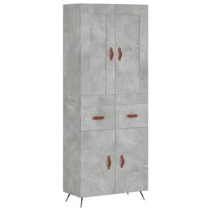 vidaXL Kaappi betoninharmaa 69,5x34x180 cm tekninen puu