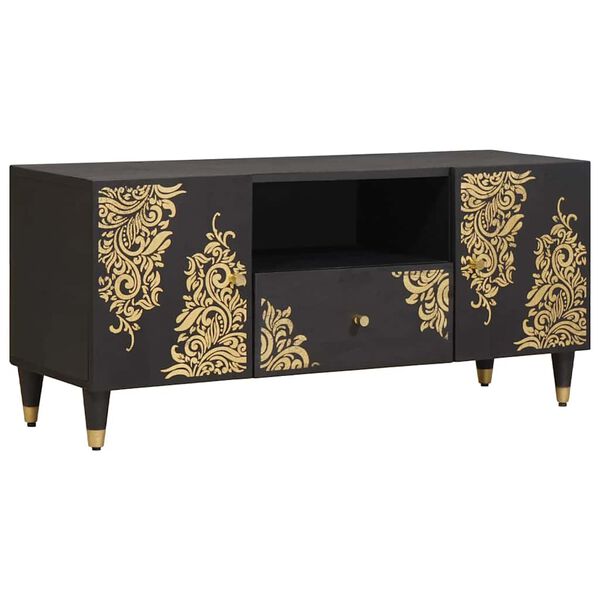 vidaXL TV-kaappi hyllyllä Musta 105 x 33 x 46 cm Kiinteä mango puu