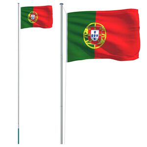 vidaXL Portugalin lippu ja lipputanko 6,08 m alumiini
