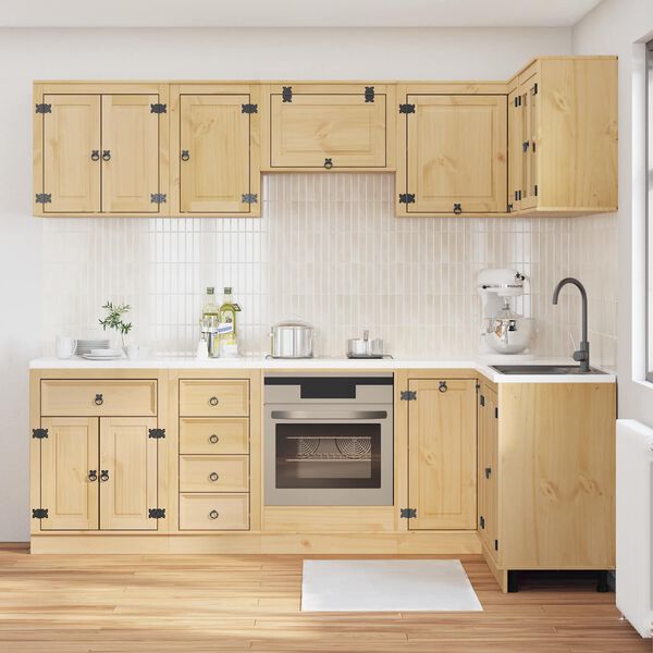 vidaXL Kaappi hyllyll&auml; SKI 10 pcs Hunaja Ruskea Massiivinen m&auml;nty