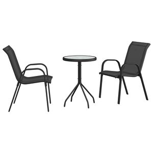 vidaXL Puutarhan Bistro Set 3 kpl Musta Ter&auml;s