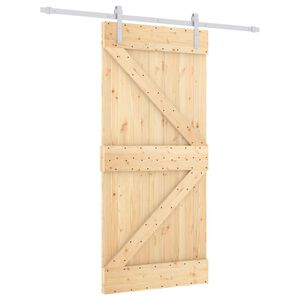 vidaXL Liukuovi 95 x 210 cm Massiivinen m&auml;nty (k&auml;sittelem&auml;t&ouml;n)