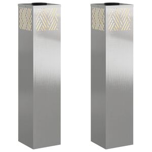 vidaXL Aurinko LED-polkuvalo 2 kpl L&auml;mpim&auml;n Valkoinen 18 x 18 x 80 cm