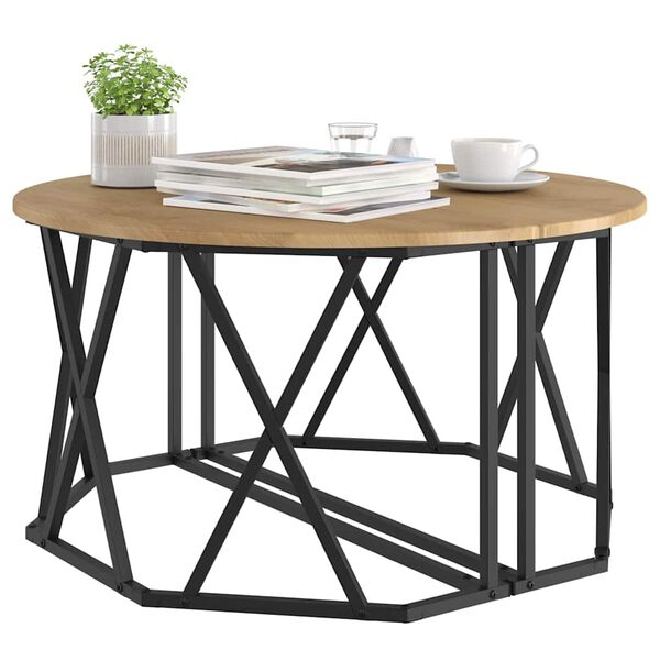 vidaXL Sohvapöytä Artisan tammi 80 x 80 x 42 cm Kehitetty puu ja teräs