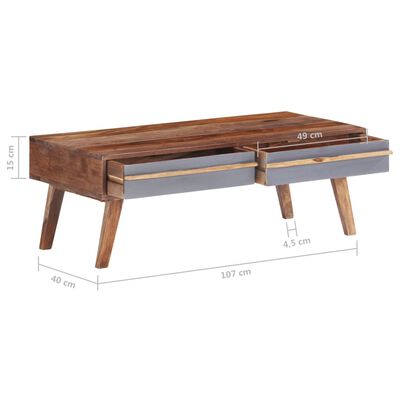 vidaXL Sohvapöytä harmaa 110x50x40 cm täysi seesampuu