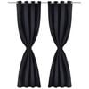 Mustat Pimennysverhot Metallirenkailla 2 kpl 135 x 245 cm