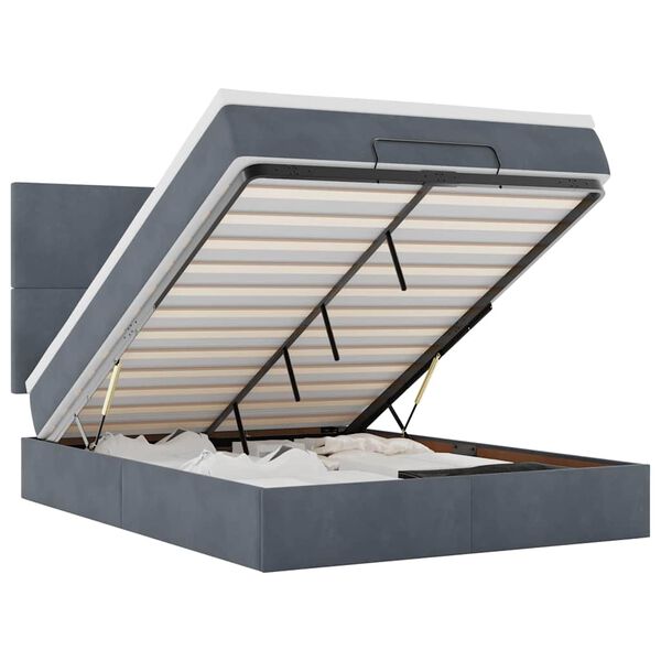 vidaXL Ottomaanisänky patjoineen tummanharmaa 140x200cm sametti