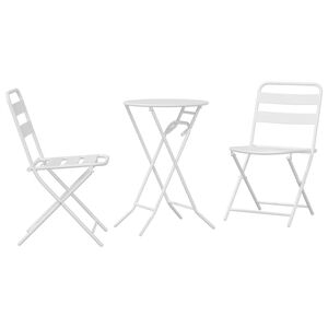 vidaXL Puutarhan Bistro Set 3 kpl Valkoinen Ter&auml;s