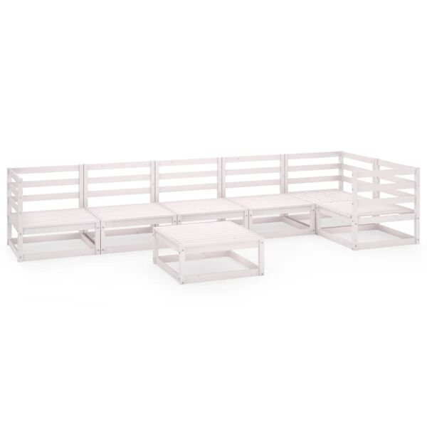 vidaXL 7-osainen Puutarhasohvasarja valkoinen t&auml;ysi m&auml;nty