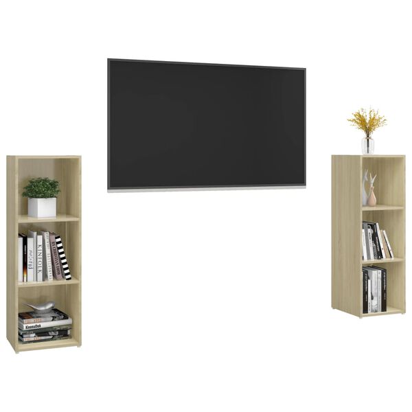 vidaXL TV-tasot 2 kpl Sonoma-tammi 107x35x37 cm tekninen puu