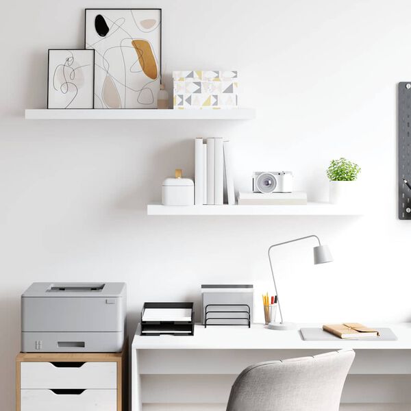 vidaXL Kelluvat sein&auml;hyllyt 2kpl valkoinen 90x23,5x3,8 cm MDF