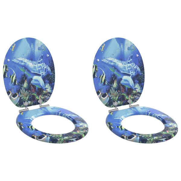 vidaXL WC-istuin 2 pcs Sininen 44 x 38 cm MDF-levy