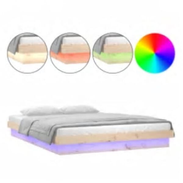 vidaXL S&auml;ngynrunko LED-valoilla 140x200 cm t&auml;ysi puu