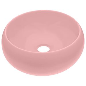 vidaXL Ylellinen pesuallas py&ouml;re&auml; matta pinkki 40x15 cm keraami