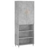 vidaXL Kaappi betoninharmaa 69,5x34x180 cm tekninen puu