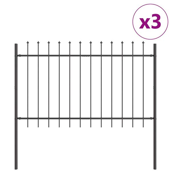 vidaXL Puutarha-aita 3 pcs Harmaa 5,1 x 0,8 m Jauhemaalattu ter&auml;s