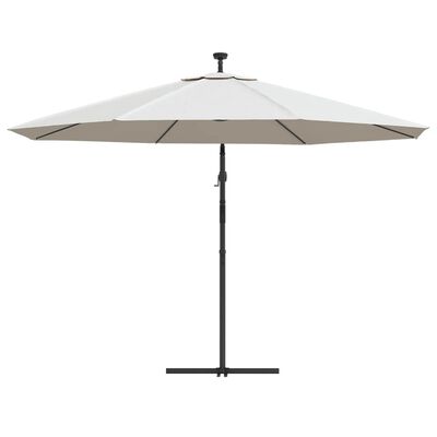 vidaXL Aurinkovarjo LED-valoilla ja metallipylväällä 350 cm hiekka