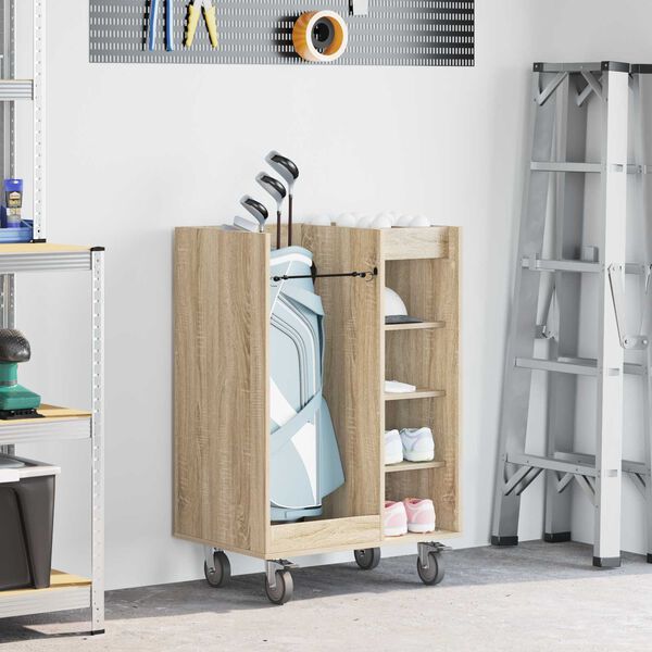 vidaXL Golfs&auml;ilytin py&ouml;r&auml;ll&auml; Yksiv&auml;rinen Sonoman tammi 65 x 45 x 98 cm