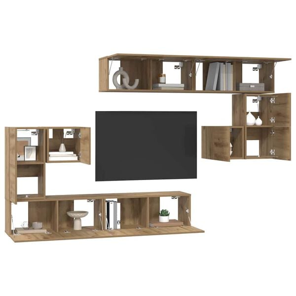 vidaXL TV-yksik&ouml;t Sein&auml;kiinnitett&auml;v&auml; 4 pcs Artisan tammi Tekninen puu