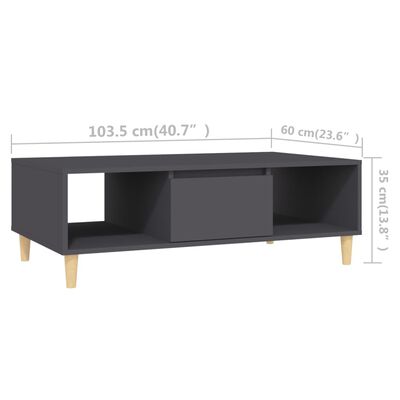 vidaXL Sohvapöytä harmaa 103,5x60x35 cm lastulevy