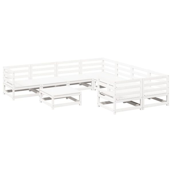 vidaXL 9-osainen Ulkosohvasarja valkoinen t&auml;ysi m&auml;nty