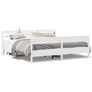 vidaXL S&auml;ngynrunko ilman patjaa valkoinen 200x200 cm t&auml;ysi m&auml;nty