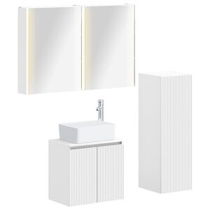 vidaXL Kylpyhuonekalustesetti 4 pcs valkoinen Tekninen puu ja lasi