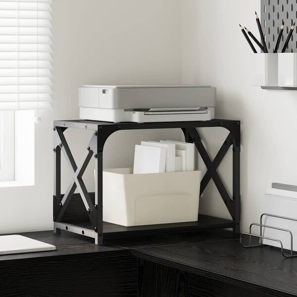 vidaXL Tulostinpidike Musta tammi. 44 x 26 x 31.5 cm Tekninen puu