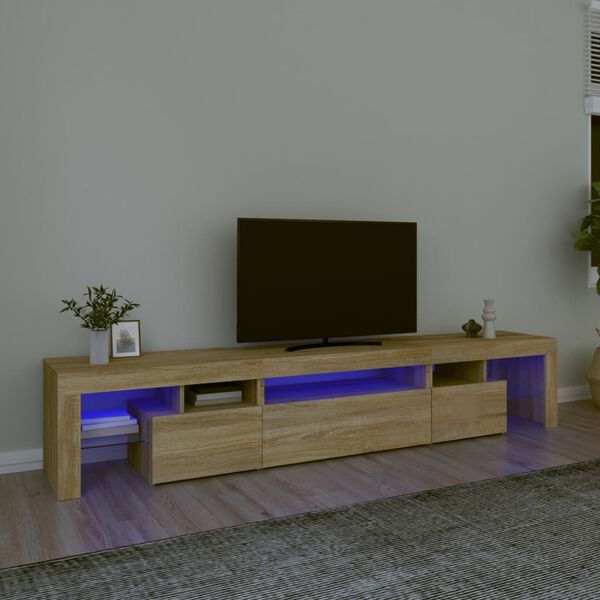 vidaXL TV-taso LED-valoilla Sonoma-tammi 215x36,5x40 cm