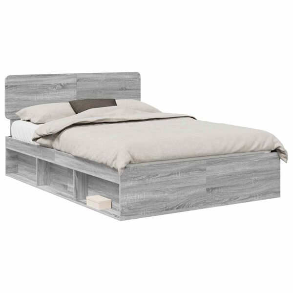 vidaXL S&auml;ngyn runko Harmaa Sonoma 5FT King Size Massiivinen m&auml;nty