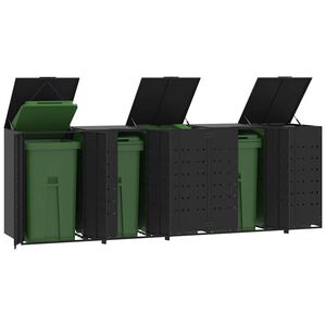vidaXL Roskalaatikon s&auml;ilytystila viidelle musta 345x79x117 cm ter&auml;s