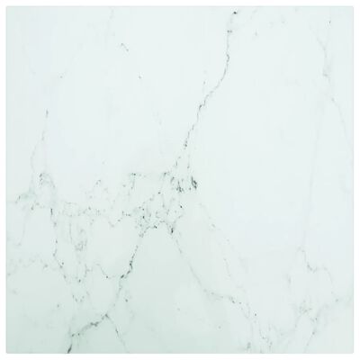 vidaXL Pöytälevy valkoinen 50x50 cm 6 mm karkaistu lasi marmorikuvio