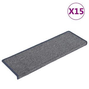 vidaXL Porrasmatot 15 kpl 65x21x4 cm vaaleanharmaa ja sininen suorakaiteen muotoinen reuna