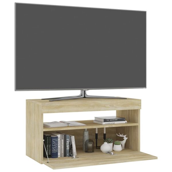 vidaXL TV-taso LED-valoilla Sonoma-tammi 75x35x40 cm