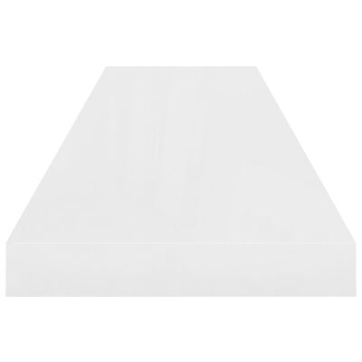 vidaXL Kelluva seinähylly korkeakiilto valkoinen 90x23,5x3,8 cm MDF