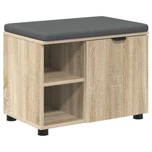 vidaXL Halli penkki tyynyll&auml; hyllyll&auml; Sonoman tammi 60 x 38 x 46 cm