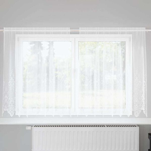 vidaXL Verkkoverho verhoilla Valkoinen 140 x 200 cm Polyesteri