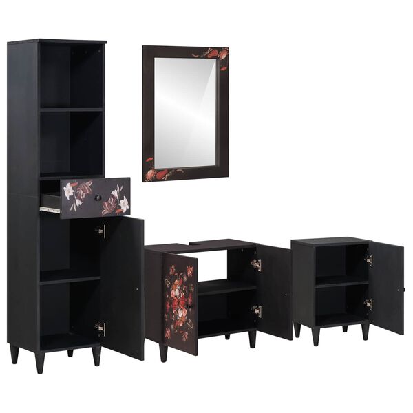 vidaXL Kylpyhuoneen kaappisetti ovella 4 pcs Kiinte&auml; mango puu