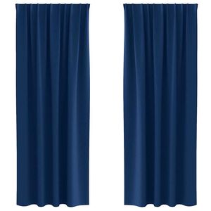 vidaXL Piment&auml;v&auml; verho renkailla 2 pcs Tumma Sininen 225 x 140 cm