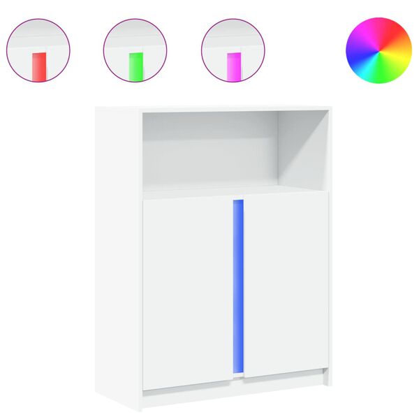 vidaXL Senkki LED-valoilla valkoinen 77x34x100 cm tekninen puu