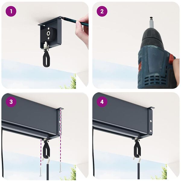 vidaXL Ulkorullaverho 60x250 cm sininen ja valkoinen