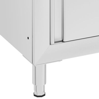 vidaXL Kaupallinen työpöytä kaapilla 60x60x96 cm ruostumaton teräs