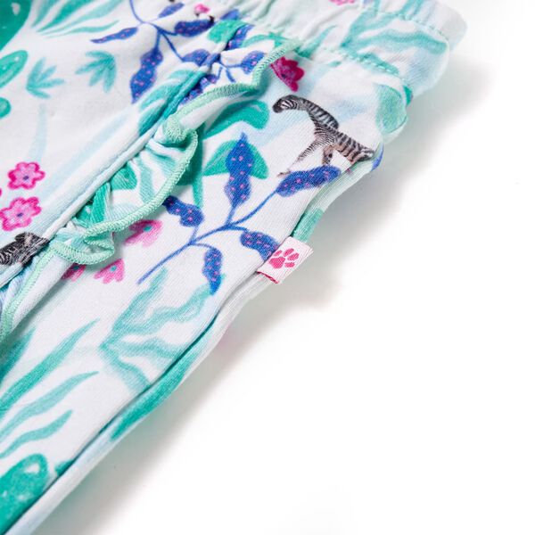 Lasten shortsit kiristysnyörillä ecru ja tumma minttu 128