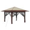 vidaXL Gazebo 4 Sivusein&auml;ll&auml; 3,3 x 3,3 m Kerma ja ruskea
