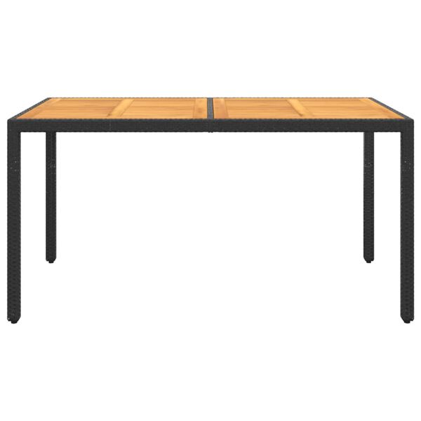 vidaXL Puutarhapöytä 150x90x75cm akaasiapuu ja polyrottinki musta