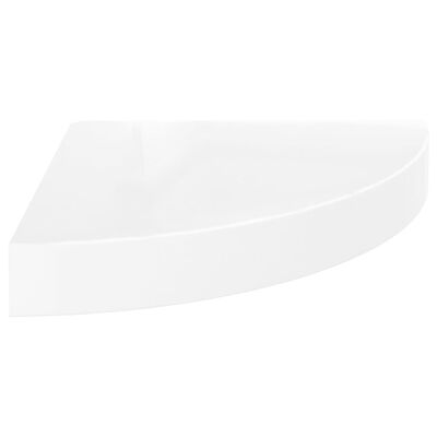 vidaXL Kelluva kulmahylly korkeakiilto valkoinen 25x25x3,8 cm MDF