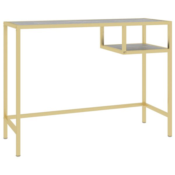 vidaXL Tietokonepöytä musta marmori 100x36x74 cm karkaistu lasi