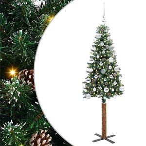 vidaXL Kapea joulupuu Vihre&auml; 150 cm PVC ja massiivipet&auml;j&auml;
